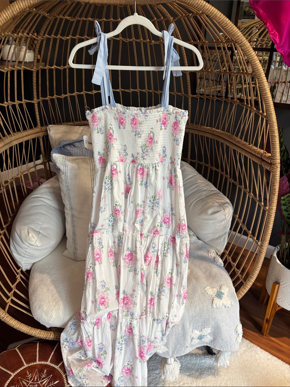 Altar’d State Gemma White Floral Tie-Shoulder Sundress Large New - Picture 5 of 8